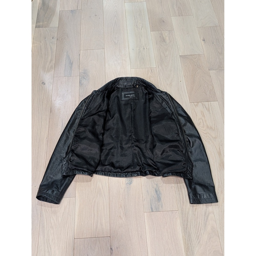 Black Rivet Genuine Leather Cropped Utility Large Jacket Y2K Moto | 100% Leather - Picture 10 of 16